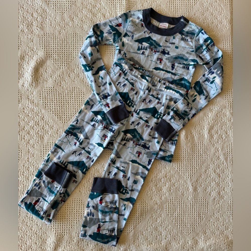 Hanna Andersson Winter Hockey Outdoor Pajama Set Size 8 Organic Cotton